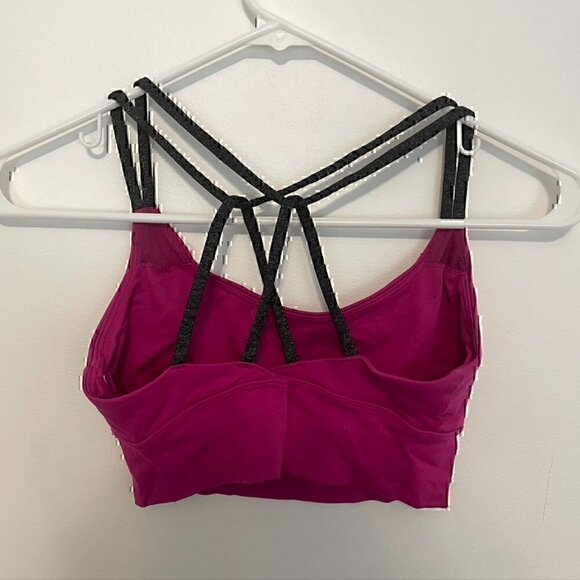 FOREVER 21 Solid Fuchsia Purple / Pink ish Black Strappy Wireless Sports Bra - Picture 5 of 6